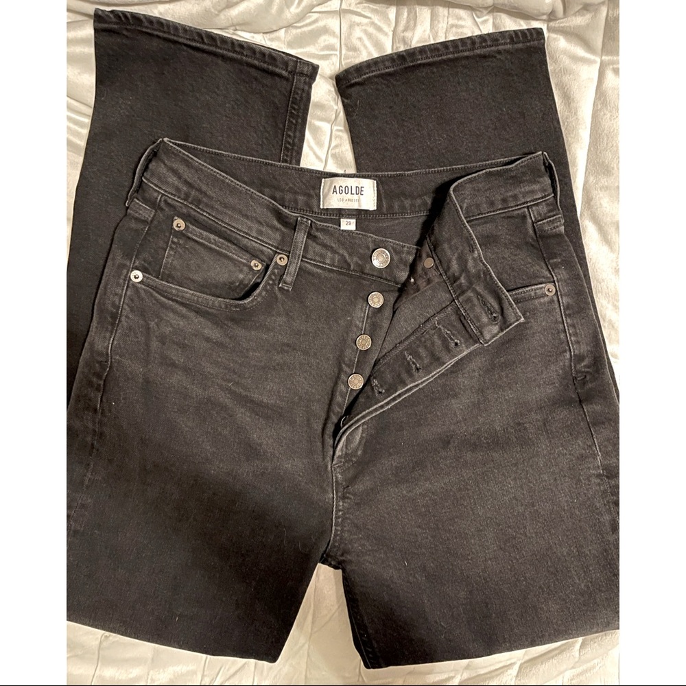 AGolde black button fly jeans. New WITHOUT tags: Wish they fit but don’t!